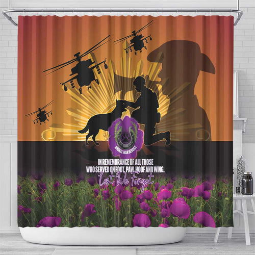 Animal War Heroes Australia ANZAC Day Shower Curtain We Will Always Remember Them