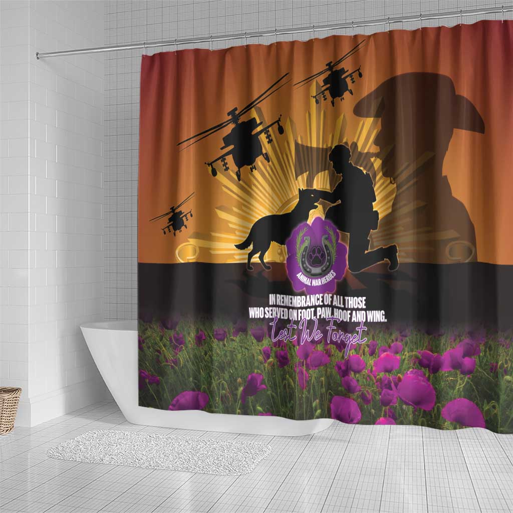 Animal War Heroes Australia ANZAC Day Shower Curtain We Will Always Remember Them