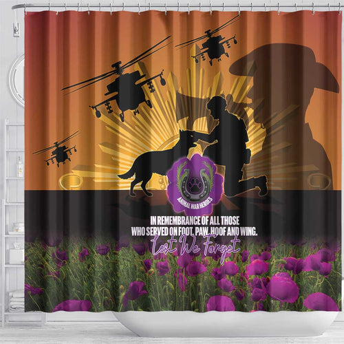 Animal War Heroes Australia ANZAC Day Shower Curtain We Will Always Remember Them