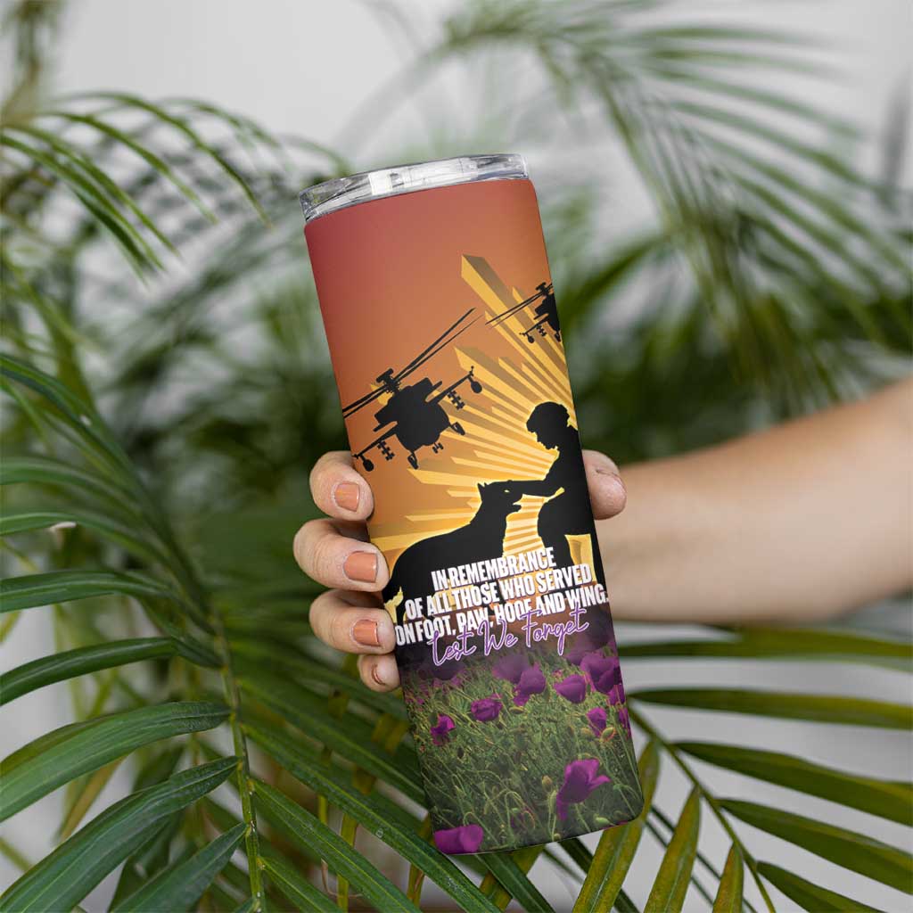 Animal War Heroes Australia ANZAC Day Skinny Tumbler We Will Always Remember Them