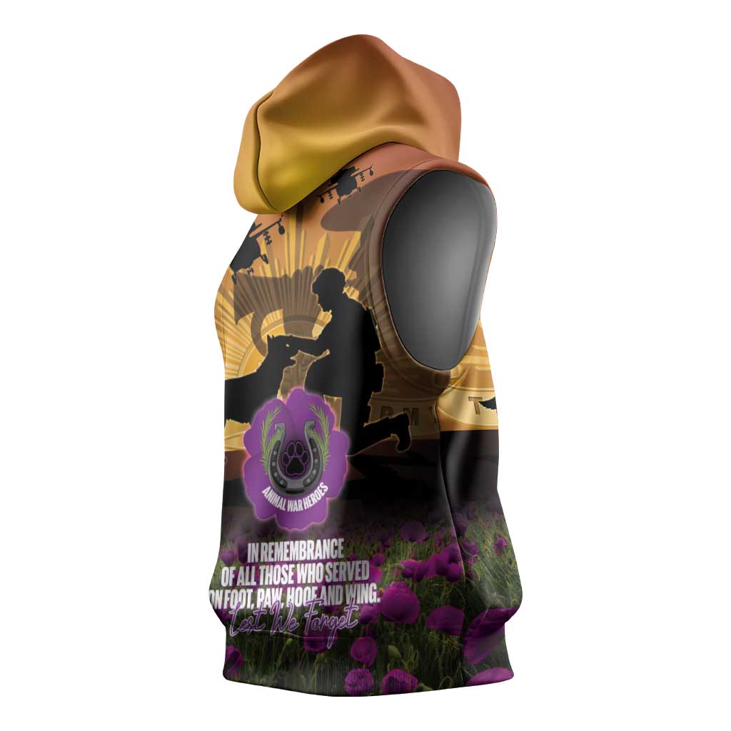 Animal War Heroes Australia ANZAC Day Sleeveless Hoodie We Will Always Remember Them