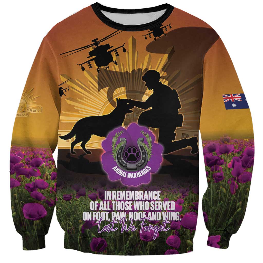 Animal War Heroes Australia ANZAC Day Sweatshirt We Will Always Remember Them