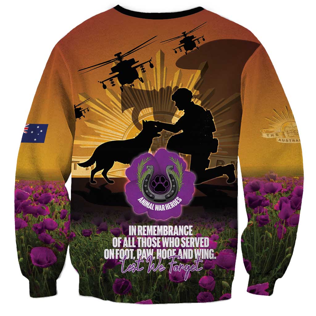 Animal War Heroes Australia ANZAC Day Sweatshirt We Will Always Remember Them