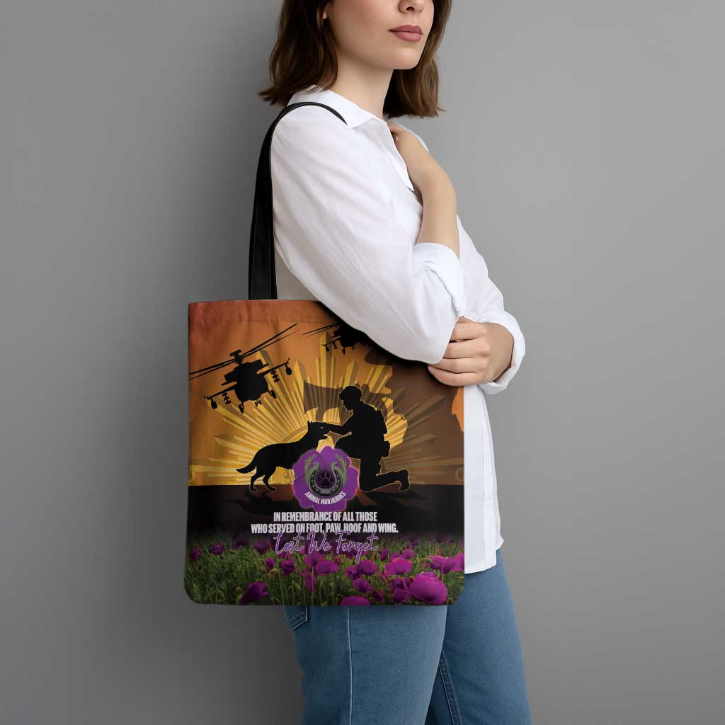 Animal War Heroes Australia ANZAC Day Tote Bag We Will Always Remember Them