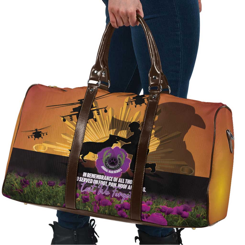 Animal War Heroes Australia ANZAC Day Travel Bag We Will Always Remember Them