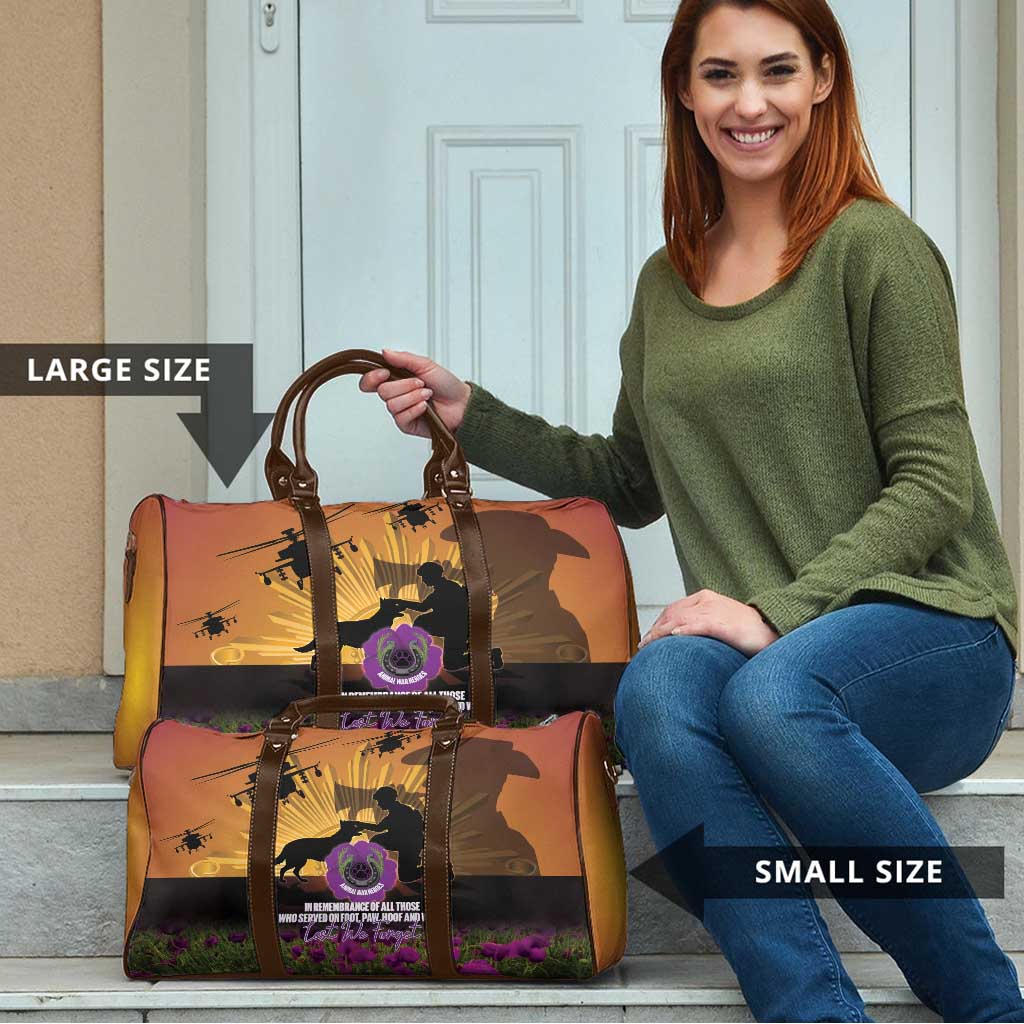 Animal War Heroes Australia ANZAC Day Travel Bag We Will Always Remember Them