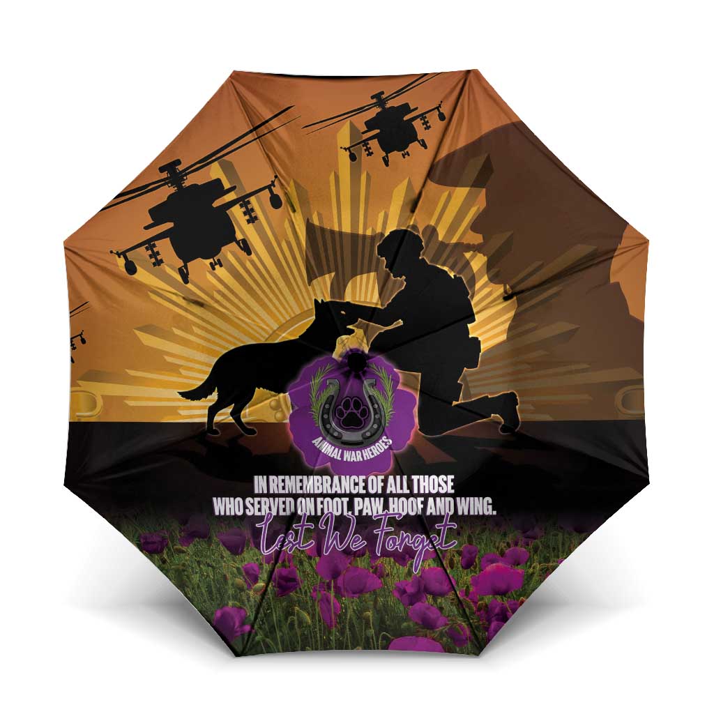 Animal War Heroes Australia ANZAC Day Umbrella We Will Always Remember Them