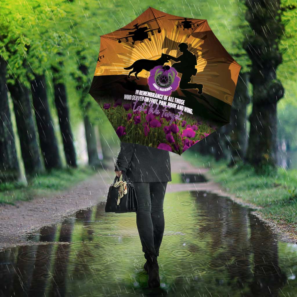 Animal War Heroes Australia ANZAC Day Umbrella We Will Always Remember Them