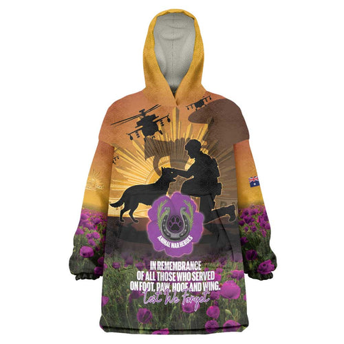 Animal War Heroes Australia ANZAC Day Wearable Blanket Hoodie We Will Always Remember Them