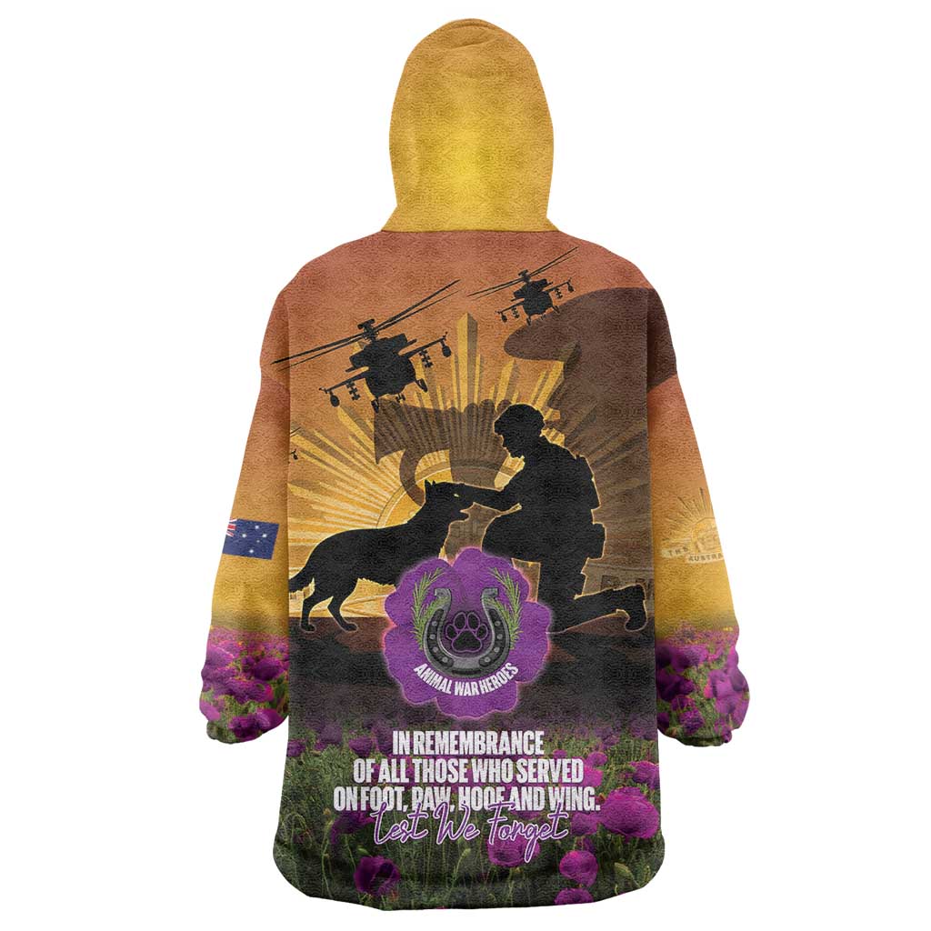 Animal War Heroes Australia ANZAC Day Wearable Blanket Hoodie We Will Always Remember Them