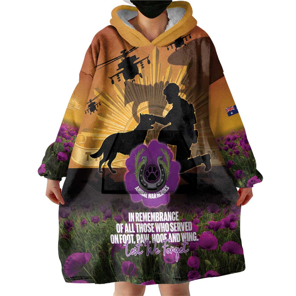Animal War Heroes Australia ANZAC Day Wearable Blanket Hoodie We Will Always Remember Them