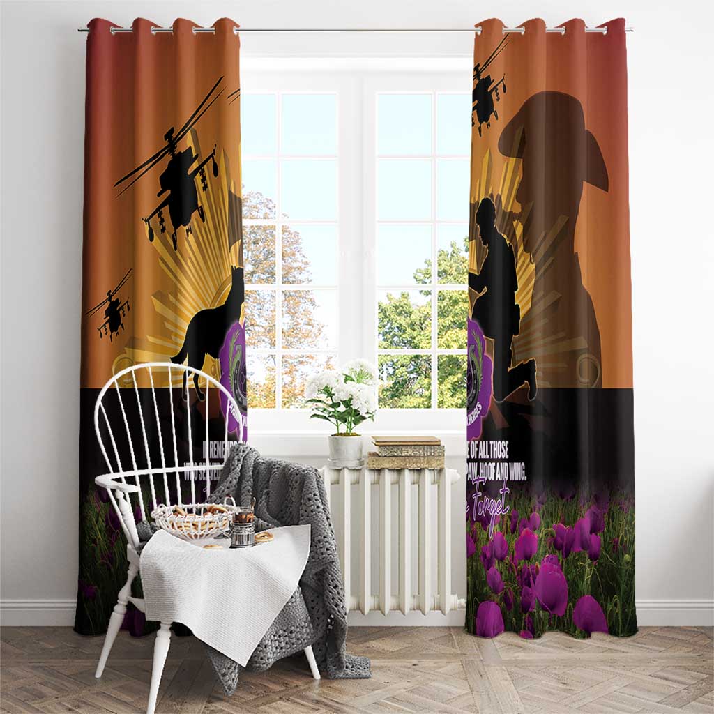 Animal War Heroes Australia ANZAC Day Window Curtain We Will Always Remember Them