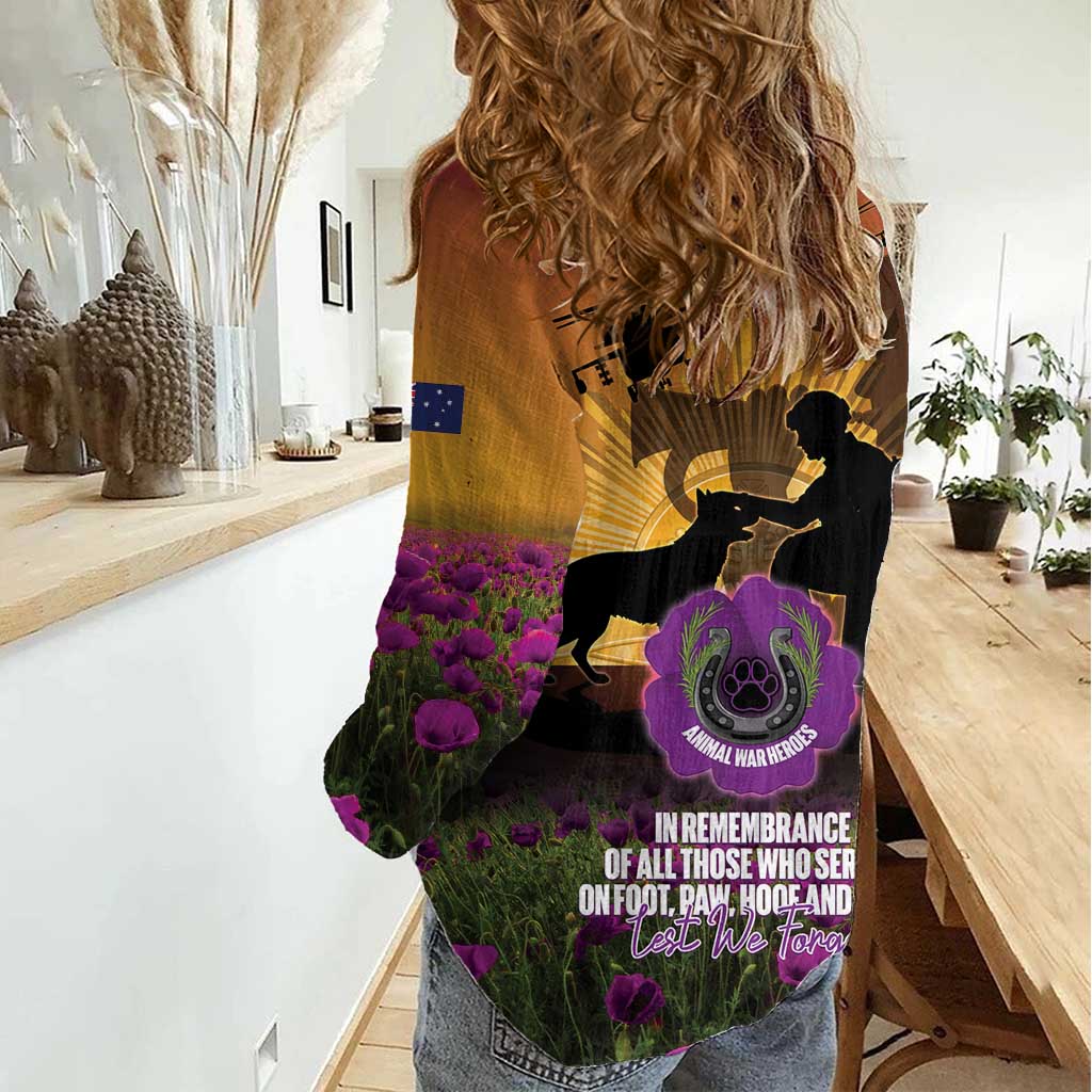 Animal War Heroes Australia ANZAC Day Women Casual Shirt We Will Always Remember Them