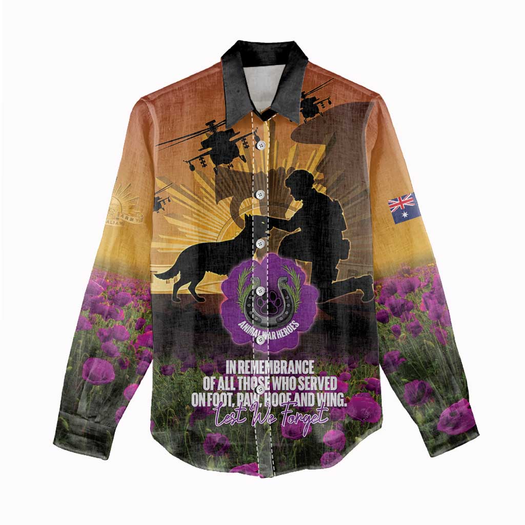 Animal War Heroes Australia ANZAC Day Women Casual Shirt We Will Always Remember Them
