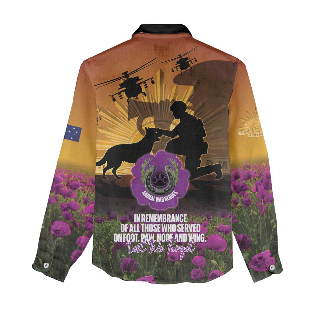 Animal War Heroes Australia ANZAC Day Women Casual Shirt We Will Always Remember Them