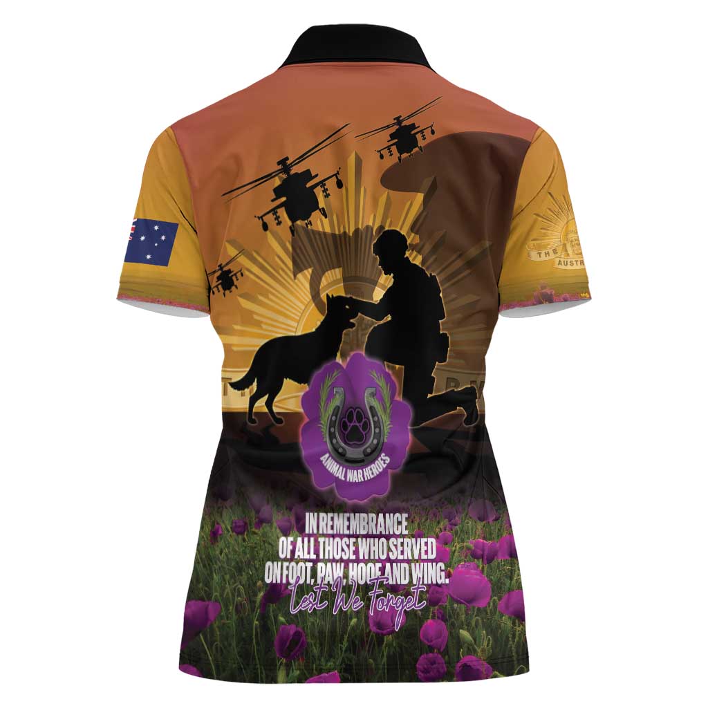 Animal War Heroes Australia ANZAC Day Women Polo Shirt We Will Always Remember Them