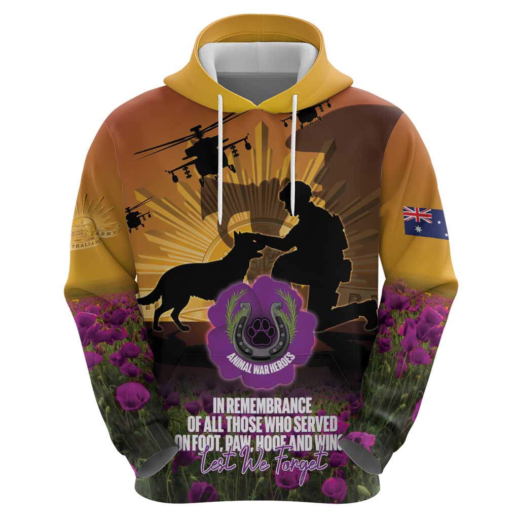 Animal War Heroes Australia ANZAC Day Zip Hoodie We Will Always Remember Them