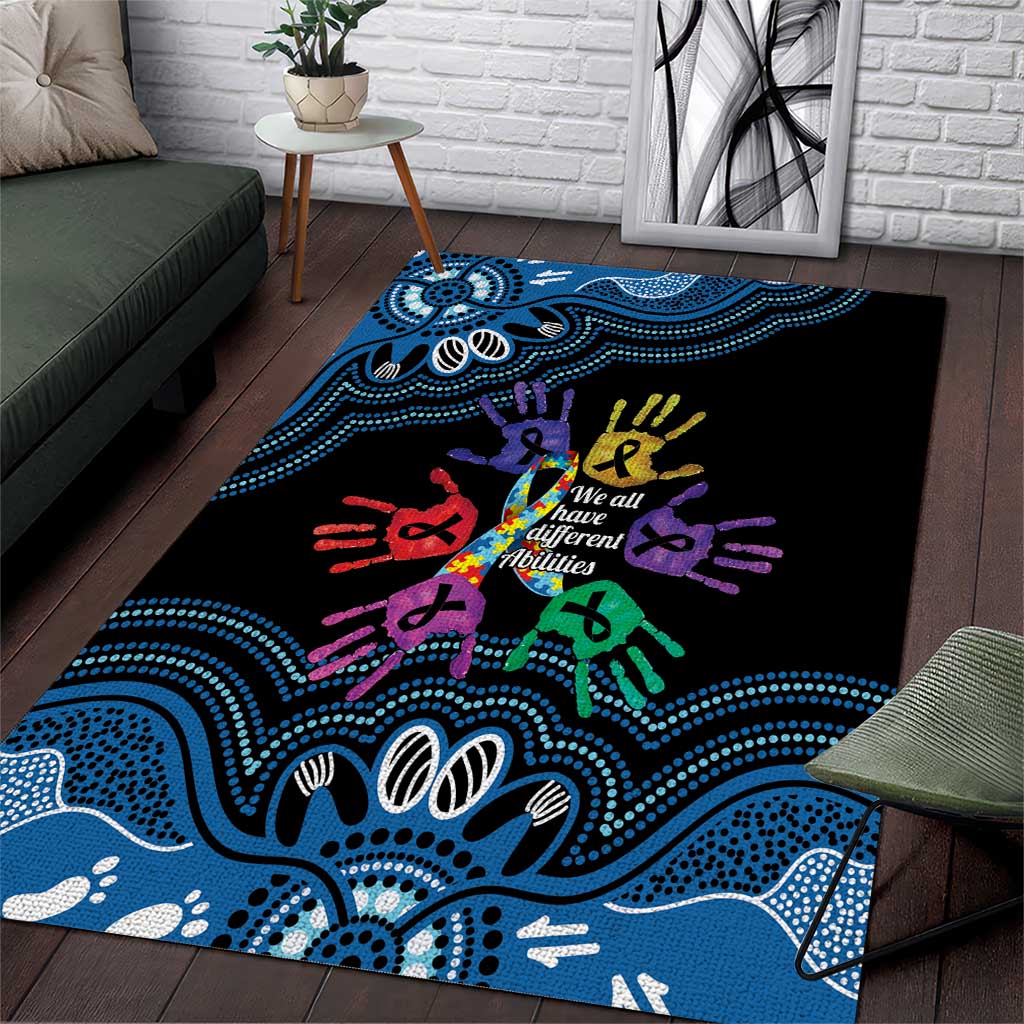 Autism Awareness Australia Indigenous Area Rug We All Have Different Abilities