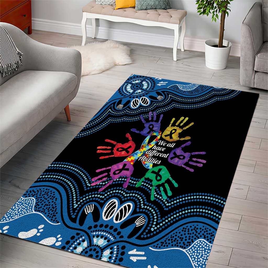 Autism Awareness Australia Indigenous Area Rug We All Have Different Abilities