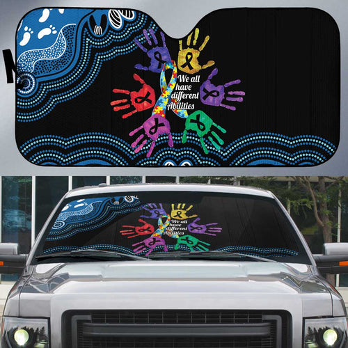 Autism Awareness Australia Indigenous Auto Sun Shade We All Have Different Abilities