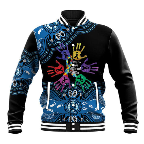 Autism Awareness Australia Indigenous Baseball Jacket We All Have Different Abilities