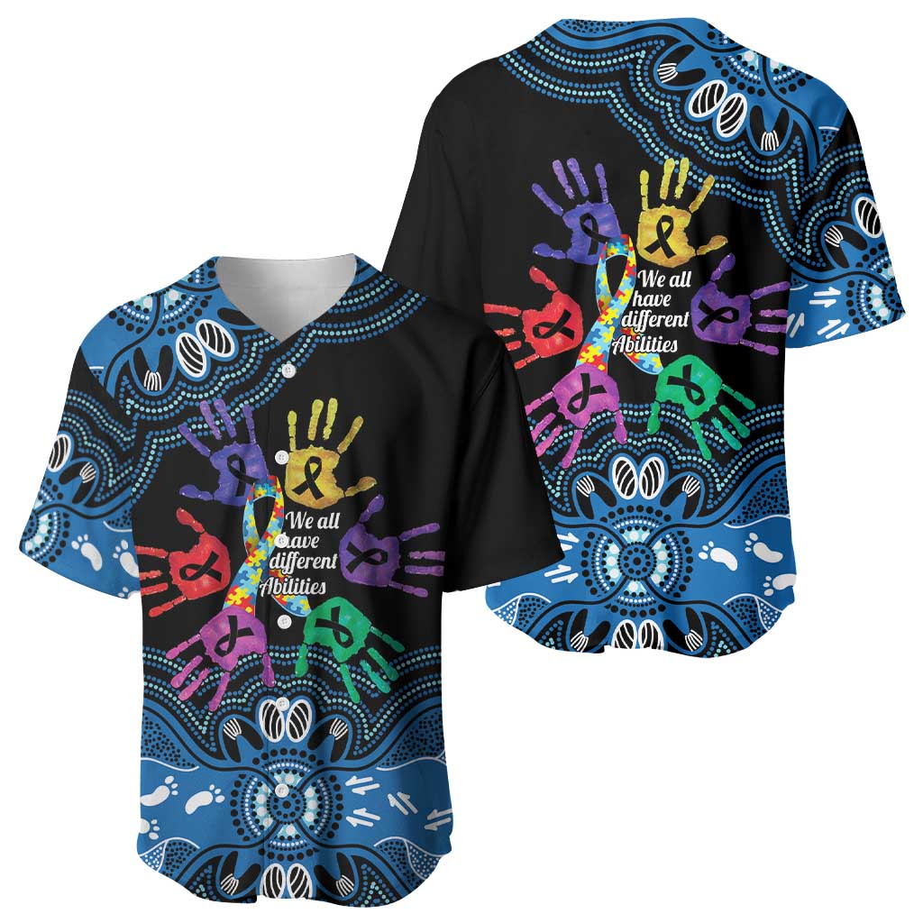 Autism Awareness Australia Indigenous Baseball Jersey We All Have Different Abilities