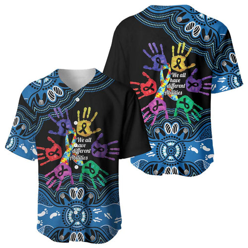 Autism Awareness Australia Indigenous Baseball Jersey We All Have Different Abilities