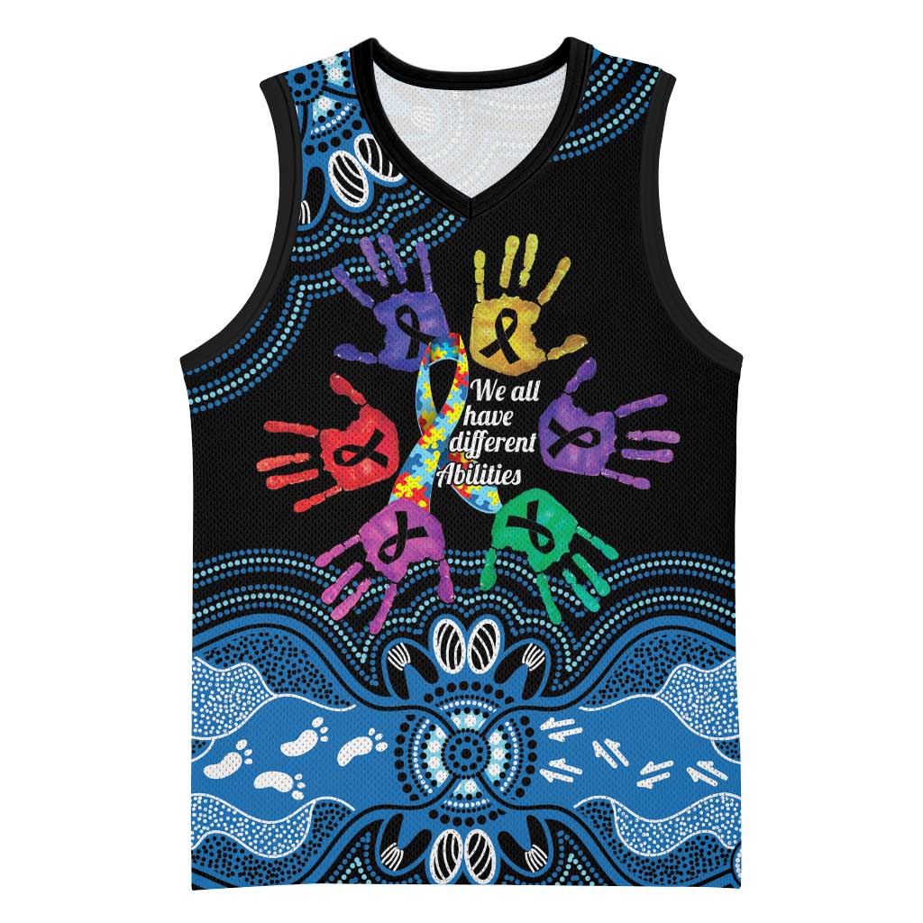 Autism Awareness Australia Indigenous Basketball Jersey We All Have Different Abilities