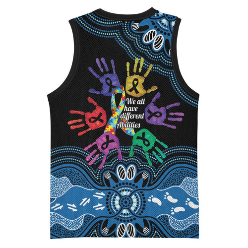 Autism Awareness Australia Indigenous Basketball Jersey We All Have Different Abilities
