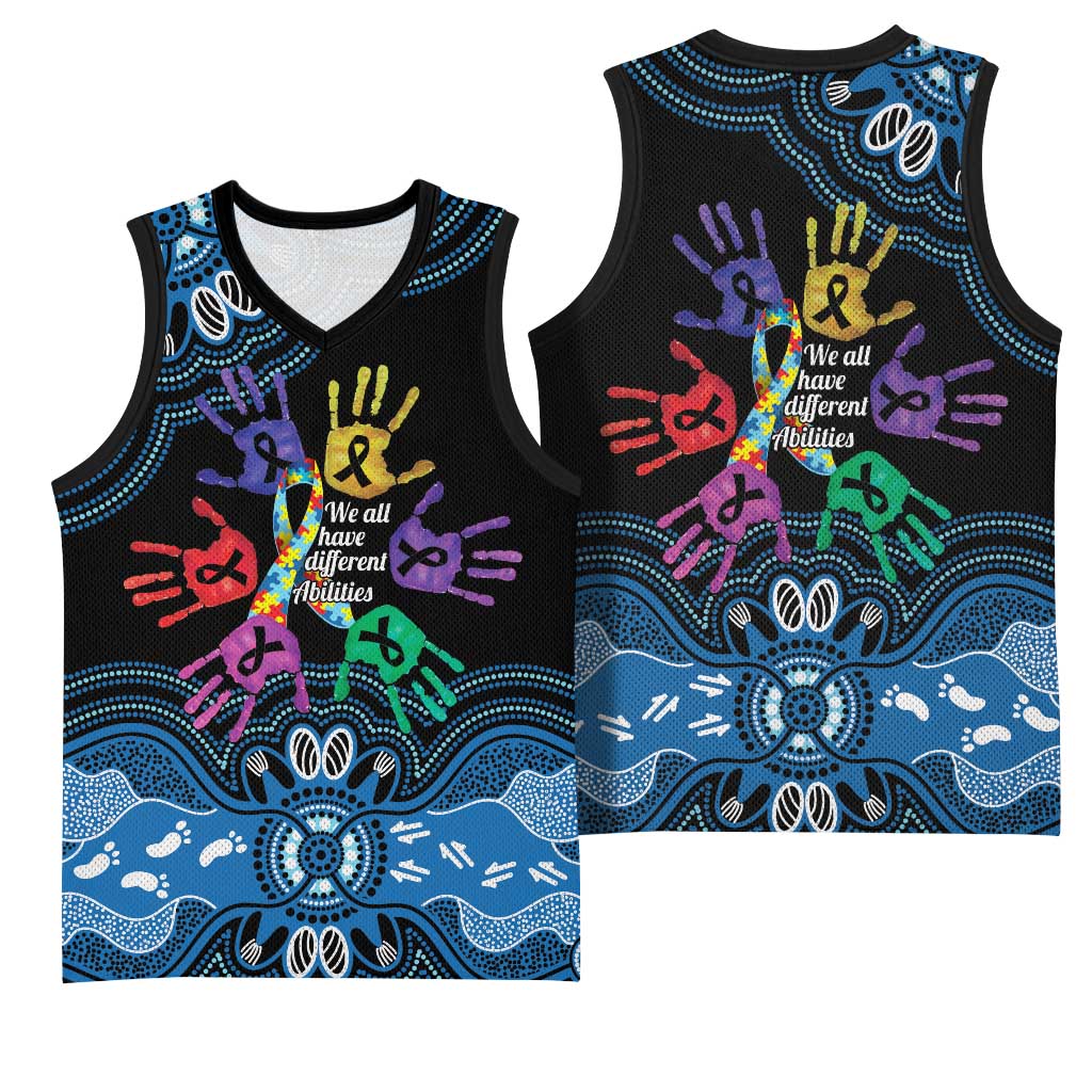 Autism Awareness Australia Indigenous Basketball Jersey We All Have Different Abilities