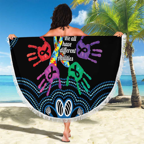 Autism Awareness Australia Indigenous Beach Blanket We All Have Different Abilities