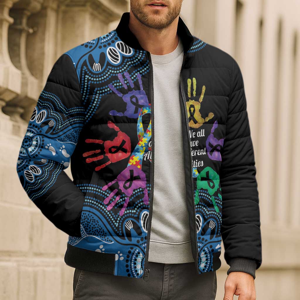 Autism Awareness Australia Indigenous Bomber Puffer Jacket We All Have Different Abilities