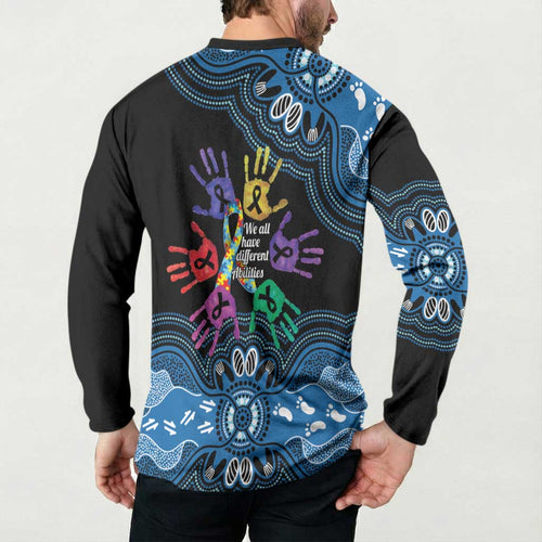 Autism Awareness Australia Indigenous Button Sweatshirt We All Have Different Abilities
