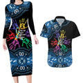 Autism Awareness Australia Indigenous Couples Matching Long Sleeve Bodycon Dress and Hawaiian Shirt We All Have Different Abilities