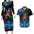 Autism Awareness Australia Indigenous Couples Matching Long Sleeve Bodycon Dress and Hawaiian Shirt We All Have Different Abilities