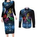 Autism Awareness Australia Indigenous Couples Matching Long Sleeve Bodycon Dress and Long Sleeve Button Shirt We All Have Different Abilities
