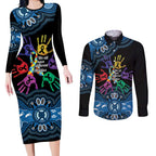 Autism Awareness Australia Indigenous Couples Matching Long Sleeve Bodycon Dress and Long Sleeve Button Shirt We All Have Different Abilities