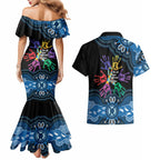 Autism Awareness Australia Indigenous Couples Matching Mermaid Dress and Hawaiian Shirt We All Have Different Abilities