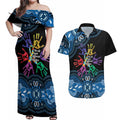 Autism Awareness Australia Indigenous Couples Matching Off Shoulder Maxi Dress and Hawaiian Shirt We All Have Different Abilities