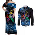 Autism Awareness Australia Indigenous Couples Matching Off Shoulder Maxi Dress and Long Sleeve Button Shirt We All Have Different Abilities