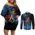 Autism Awareness Australia Indigenous Couples Matching Off Shoulder Short Dress and Long Sleeve Button Shirt We All Have Different Abilities