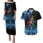 Autism Awareness Australia Indigenous Couples Matching Puletasi and Hawaiian Shirt We All Have Different Abilities