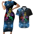 Autism Awareness Australia Indigenous Couples Matching Short Sleeve Bodycon Dress and Hawaiian Shirt We All Have Different Abilities
