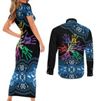 Autism Awareness Australia Indigenous Couples Matching Short Sleeve Bodycon Dress and Long Sleeve Button Shirt We All Have Different Abilities