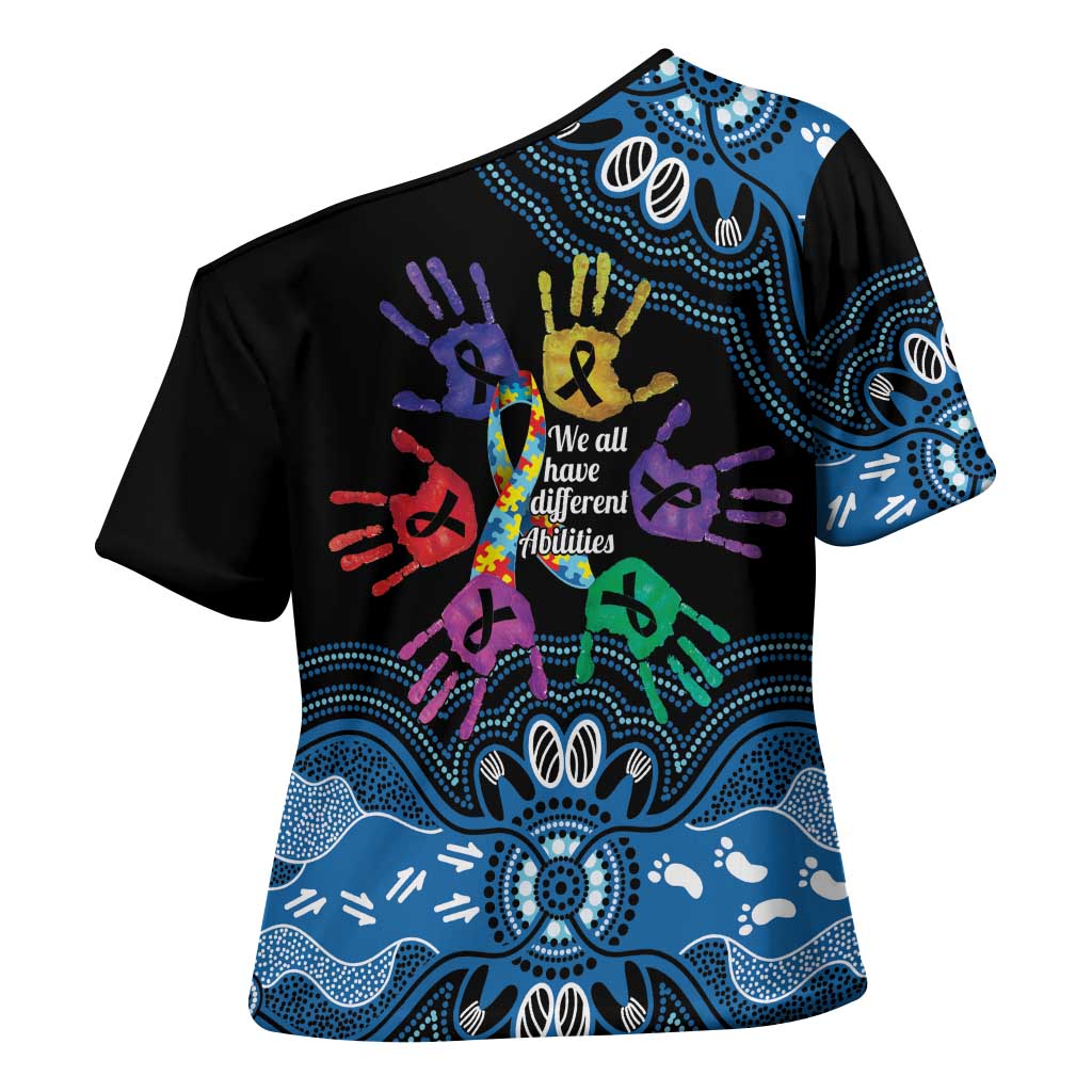 Autism Awareness Australia Indigenous Cross Shoulder Shirt We All Have Different Abilities
