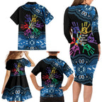 Autism Awareness Australia Indigenous Family Matching Long Sleeve Bodycon Dress and Hawaiian Shirt We All Have Different Abilities