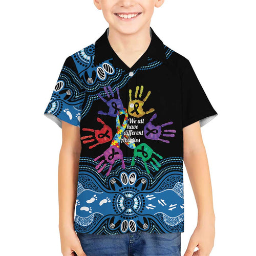 Autism Awareness Australia Indigenous Family Matching Long Sleeve Bodycon Dress and Hawaiian Shirt We All Have Different Abilities