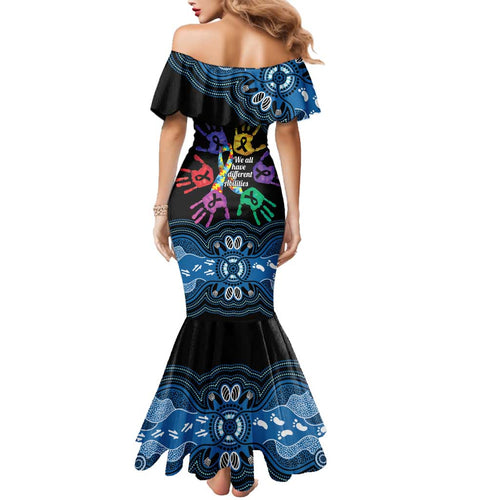 Autism Awareness Australia Indigenous Family Matching Mermaid Dress and Hawaiian Shirt We All Have Different Abilities