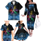 Autism Awareness Australia Indigenous Family Matching Off The Shoulder Long Sleeve Dress and Hawaiian Shirt We All Have Different Abilities