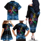 Autism Awareness Australia Indigenous Family Matching Off The Shoulder Long Sleeve Dress and Hawaiian Shirt We All Have Different Abilities